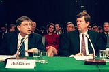 A young Bill gates and Steve Ballmer in Court