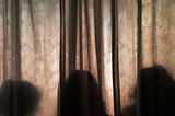 DALL·E AI generated photo of several silhouette shadows behind a curtain