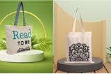 Custom canvas tote bags with logo printing for business branding and promotions by Double R Bags