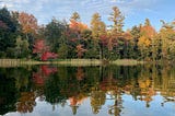 Fall foliage reflecting off the water of my favorite lake.