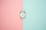 Clock on a split colored background
