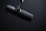 Podcaster Anne Muhlethaler of Out of the Clouds posts photo of a podcast mic