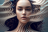 hyperrealistic parametric wave design featuring a beautiful woman