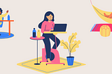 Illustrations of people working remotely