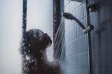 Girl taking a meditative shower