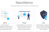 NanoMemo.cc — Cryptographically secure memos for every Nano block