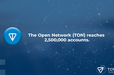 The Open Network (TON) Reaches 2,500,000 accounts.