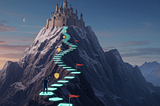 An image of a character climbing a mountain