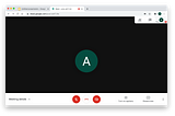 A Google Chrome window with two tabs — a Google Slides presentation, and a Google Meet call. The call is the active tab.