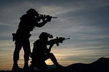 Soldiers fighting during a war