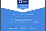 A Linux Foundation Certified System Administrator (LFCS) certificate