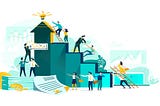 animated picture of characters climbing the steps to achieve their ideal goal