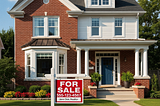 A house with a for sale sign in front.