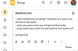 Create Bulleted Lists in Google Keep