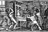 An illustration from 1836 of cancel culture in 1835 where pro-slavery assholes demolished a printing press exercising the freedom to print abolitionist content. Apparently “freedom” was utterly lost on these folks violently attacking three offices and shooting E. P. Lovejoy because he would not surrender his pulpit.