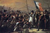 Napoleon arrives in France from Exile. Troops flock to him and his banner in a scene of jubilation.