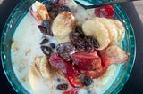 Photo of a fruit cereal bowl.