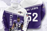 Baltimore Ravens Ray Lewis Signature Number 52 3D Hoodie All Over Print