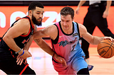 Goran Dragic being guarded by Fred Vanvleet