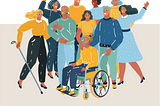 Image of people who are diverse in the physical ability, appearance, gender, origin but equal, included and have access.