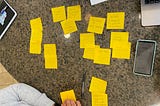 Sticky notes with profile information on each note