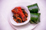 Picture of pounded yam and efo from pounded yam empire available on Heyfood app