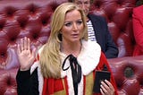 Baroness Michelle Mone taking her seat in the British House of Lords in October 2015