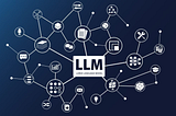 This is an image showing various IT services with small logos connected together and in the middle a text that says LLM pointing to Large language models.