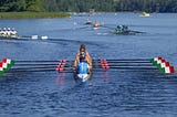 An Italian Women’s rowing Eight, in perfect sync