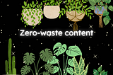 zero-waste content a starry night background with 5 plants on the bottom and 4 hanging plants from the top