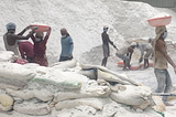 Talc workers at stockyard in South Asia © International Conflict and Security Consulting Ltd. (2020)