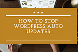 How to Stop WordPress Auto Updates