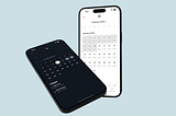 MijickCalendarView UI example on 2 iPhones implemented  with SwiftUI framework