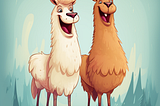 A cartoon llama and an alpaca who are best friends and delighted to be here.