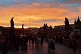 At golden hour in romantic Prague…
