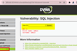 DVWA : SQL Injection Vulnerability Solution (Low Security Level)