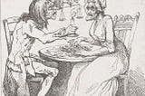 A pair of ugly lovers are counting coins in a satirical drawing by Thomas Rowlandson, dated 1797