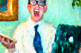 An Impressionist painting of a Hangry Coder. Generated by Dalle-2 AI.