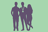 silhouette of 3 people standing together
