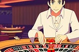 Middle-aged man playing roulette in a casino.