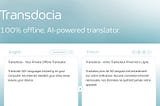 Transdocia: 100% offline AI translator. Launching on Kickstarter. 