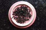 Tea leaves mixed in a ceramic plate