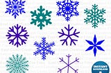 Snowflake SVG Bundle, snowflake clipart, dxf, eps, png digital download
