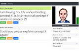 Dashboard to manage student questions in the Zoom chat