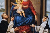 The Blessed Virgin Mary with the baby Jesus and St. Dominic and St. Catherine
