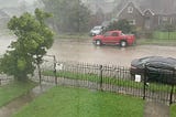 Picture shows the rain during Hurricane Beryl.