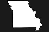 Black and white illustration of Missouri State located in the United States of America.