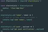 Picture showing Electrolytic example code to use push in Electron app