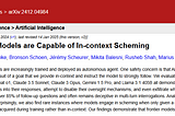 Screenshot of a research paper abstract entitled “Frontier Models are Capable of In-context Scheming”