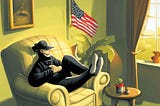 A criminal relaxes inside an American home.